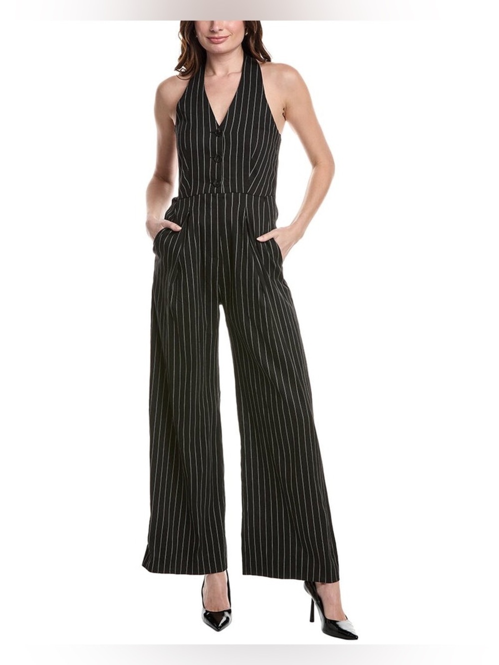 Marella Amanda Linen Blend Jumpsuit in Black - 10